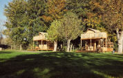To glamping safari-telte med verandaer i et grønt område ved Resort de Parel, Nederlandene.
