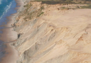 Coastal cliffs and sea view at Vestbirk Camping, a holiday park in the Capital Region of Denmark, Denmark.