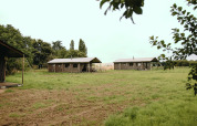 Safari tents on a grassy field at Feather Down Les Jardins des Coccinelles holiday park in Brittany, France.