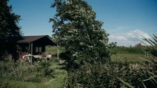 Tente safari Tent cottage avec douche privée chez le fermier à Feather Down TaarTenTuin, aux Pays-Bas.