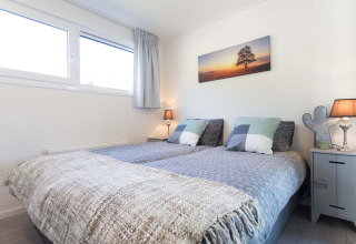 Moderne og hyggelig soveværelse på Collosseo Wellness (Spa) på Résidence Valkenburg, Nederlandene.