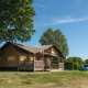Safari tent Ranger at Recreation Park and Marina Rhederlaagse Meren in the Netherlands on a sunny day.