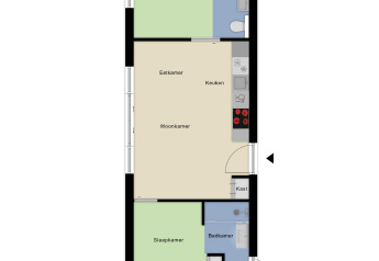 Plan du lodge Veluwehoeve à Bospark Ede avec deux chambres, deux salles de bains et salon illustré.