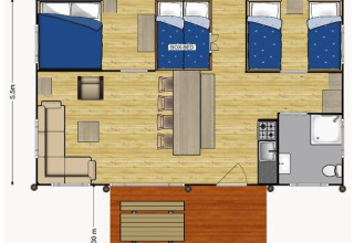 Plattegrond van de Medley Lodge safaritent met hottub in Recreatiepark Den Blanken, Nederland.