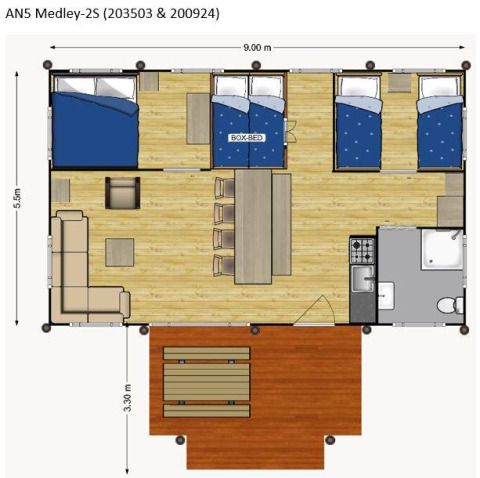 Plano del safari-tienda Medley Lodge con jacuzzi en Recreation Park Den Blanken, Países Bajos.