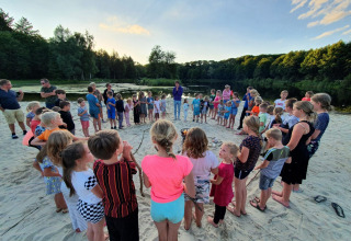 Children with entertainment on beach - Camping _t Veld - Rheeze, Overijssel, Netherlands