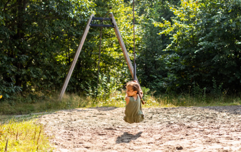 Girl on cable car playground - Baalse Hei - Turnhout, Antwerp, Belgium