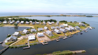 Overzicht park vanaf lucht - Waterrijk Oesterdam - Tholen, Zeeland, Nederland