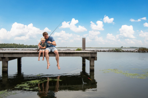 Father and son fishing - Waterrijk Oesterdam - Tholen, Zeeland, Netherlands