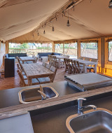 Group tent kitchen and dining area - Eigen Wijze - Bant, Flevoland, Netherlands