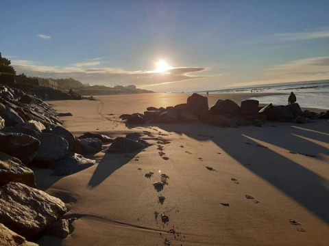 Sunset beach scene at Flower Camping Le Pré des Sables holiday park in Pays de la Loire, France.