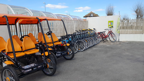 Alquiler de bicicletas y cuadriciclos familiares en Flower Camping Le Pré des Sables, Pays de la Loire, Francia.