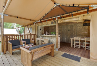 Terrasse _ Wohnzimmer Safarizelt - Sandberghe - Uden, Gelderland, Niederlande
