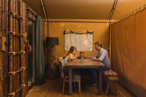 Guests at table in tent - Wilsumer Berge - Wilsum, Lower Saxony, Germany