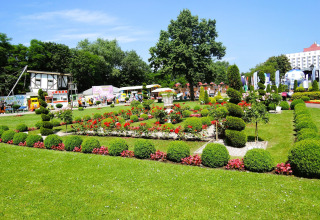 Mooi aangelegde tuin met bloembedden bij vakantiehuizen in Miedzyzdroje voor 4 personen, TYPE A.