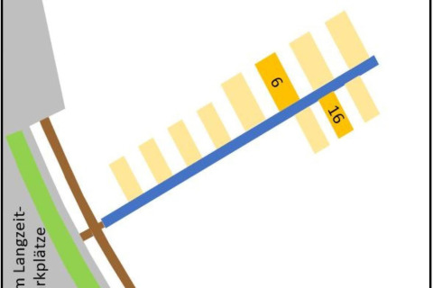 Map showing boat berths, including slots 6 and 16, at a houseboat named Floating 33 in Germany marina.
