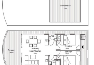 Plano de la casa flotante 'Family & Friends LP 4 / 3 Personen' con terraza y habitaciones en Alemania.