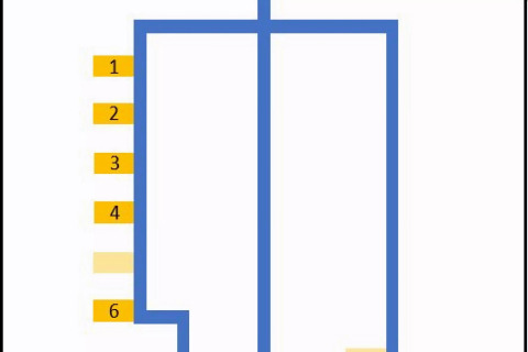 Diagrama de un sistema de tuberías con números del 1 al 6, probablemente de una casa flotante en Alemania.