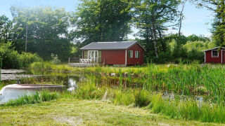 Gemütliches rotes Ferienhaus für 4 Personen in Smedstorp, idyllisch am See mit Ruderboot gelegen.