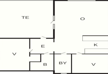 Floor plan of a 6 person holiday home in Gränna, Sweden, displaying labeled rooms and facilities.