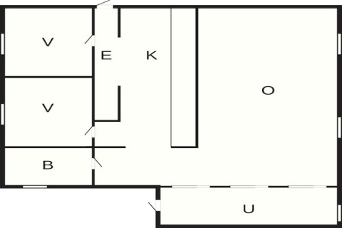Grundriss eines Ferienhauses für 5 Personen in Åkersberga, Schweden, mit gekennzeichneten Zimmern.