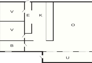 Grundriss eines Ferienhauses für 5 Personen in Åkersberga, Schweden, mit gekennzeichneten Zimmern.