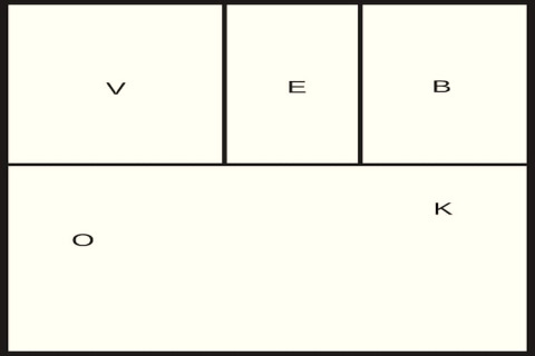Ein Diagramm mit sechs Rechtecken und den Buchstaben V, E, B, O und K in jedem Bereich.