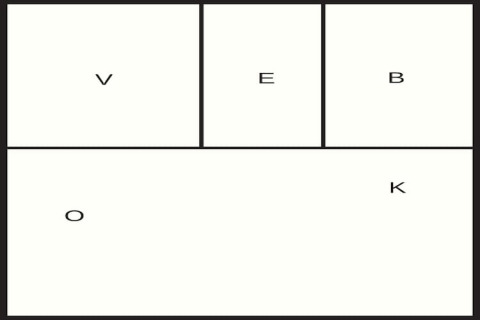 Ein Diagramm mit sechs Rechtecken und den Buchstaben V, E, B, O und K in jedem Bereich.