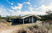 Vue extérieure d'une maison de vacances pour 6 personnes à Blåvand, Danemark, entourée de nature.
