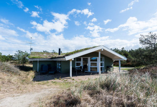 Buitenaanzicht van een 6-persoons vakantiehuis in Blåvand, Denemarken, omgeven door natuur.