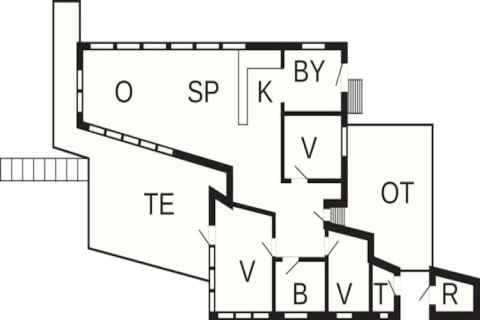 Plattegrond van een vakantiehuis voor 6 personen in Bryrup, Denemarken, met zichtbare kamerverdeling.