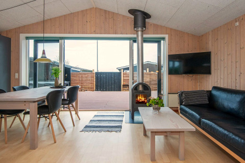 Séjour d’une maison de vacances pour 4 personnes à Haderslev, Danemark, avec poêle à bois et déco moderne.