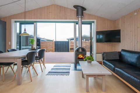Séjour d’une maison de vacances pour 4 personnes à Haderslev, Danemark, avec poêle à bois et déco moderne.