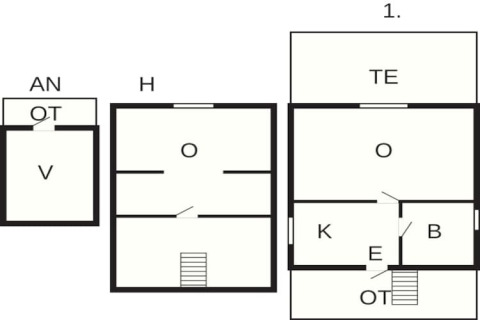 Planimetria di casa vacanze per 6 persone a Vaxholm, Svezia, con stanze e terrazza evidenziate.