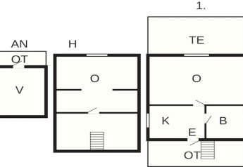 Plano de una casa de vacaciones para 6 personas en Vaxholm, Suecia, con habitaciones y terraza señaladas.