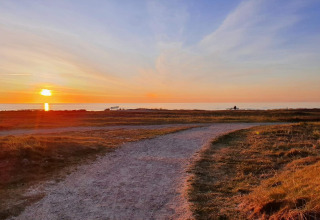 Sunset over the beach in Hjørring, Denmark, viewed from a path near the 7 person holiday home.