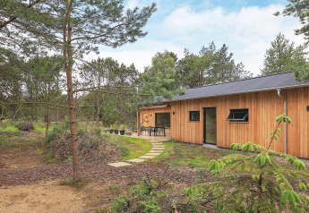 Casa vacanze per 8 persone ad Ålbæk, Danimarca, con rivestimento in legno e immersa nella natura.