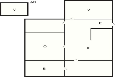 Grundriss eines 4-Personen-Ferienhauses in Tjörnarp, Schweden, mit markierten Zimmern für maximale Übersicht.