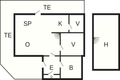 Floor plan of a 6 person holiday home in Passebekk, Sweden showing labeled rooms and layout.