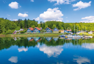 Glamping au Vakantiepark Sorpesee : cabanes dans les arbres, port de plaisance et forêt, Rhénanie-du-Nord-Westphalie.