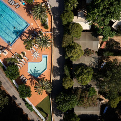 Schwimmbad von oben - Villatent - Camping les Pecheurs - Roquebrune-sur-Argens, Cote d'Azur, Frankreich