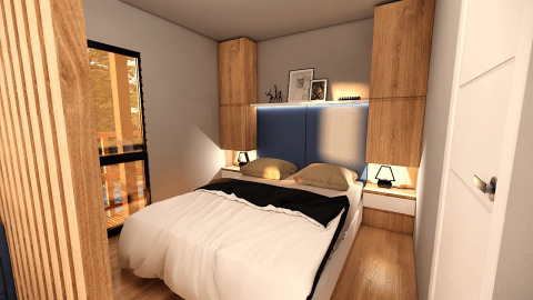 Camera da letto al Glamping Village Kötschach - Boomhutten Karinthië, arredi moderni in legno e luci accoglienti.