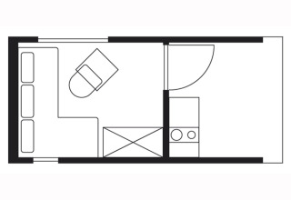 Plan de Campingpark Gohren - Mini lodges Baden-Württemberg avec salon et coin kitchenette inclus.