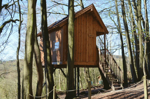Baumhaushotel Solling en Basse-Saxe propose un hébergement insolite dans une cabane perchée en bois.