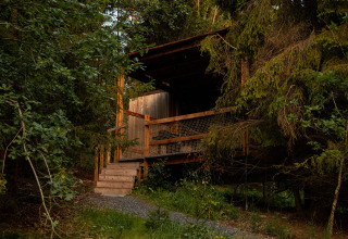 Baita di legno immersa nella natura, Nutchel - Lodges nelle Ardenne, Belgio, glamping nella foresta.