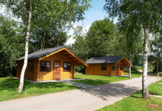 Due cabine di glamping di lusso tra alberi a Eifelidyll - Luxe kamperen nel Renania-Palatinato, Germania.