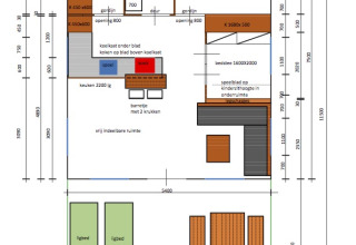Plano de Camping Nono Ban - Safaritenten Brac mostrando distribución de habitaciones y dimensiones, en neerlandés.