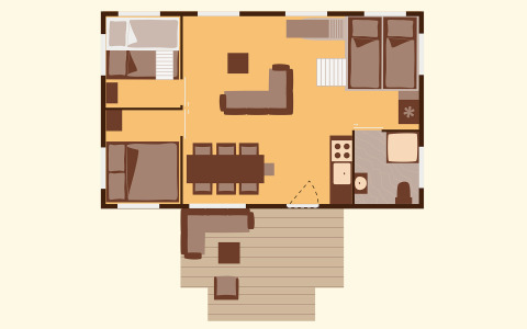 Floor plan of Serengeti Park - Tongasoa Lodges glamping accommodation with two bedrooms in Lower Saxony.