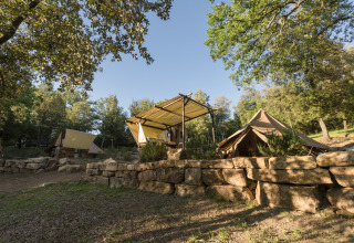 Tende di glamping presso Agriturismo & Glamping Serraiola Alta immerse nella splendida natura toscana.