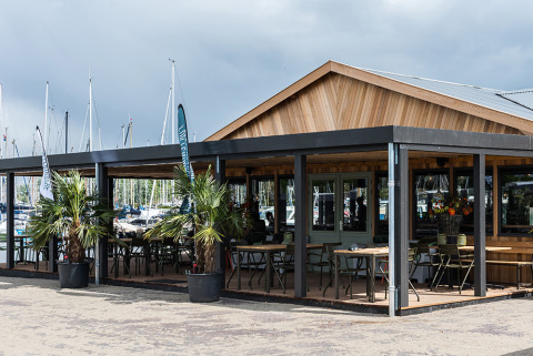 Porterhouse front = restaurant by harbor - Marina Parcs Naarden - Naarden, North Holland, Netherlands.
